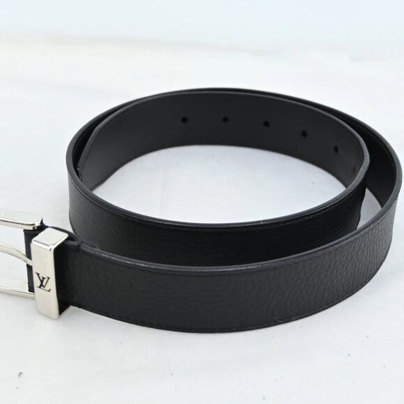 Louis Vuitton Black Leather Pont Neuf Silver Buckle Belt 85/34 bsj630-102325 - Picture 4 of 12